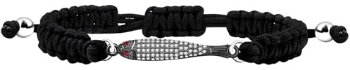 JunyiDIY handgjort vävt fiskarmband med justerbart armband – kubisk zirkonia inlagd vävt snöre material/tennisboll zirkonkedja – modetillbehör för kvinnor, Adjustable, Nylon, Zirkonädelsten