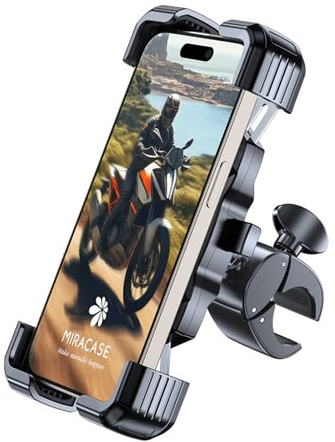 Miracase Support de téléphone Portable Universel pour Moto : Scooter, cyclomoteur, vélo, Compatible avec iPhone Pro 16/15/14 Pro Max et Samsung S25/S24/S23 Ultra