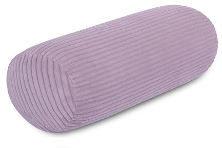 Nackenrolle XXL Cord Rosa Nackenkissen extra lang Öko-Tex 100 und 40°C waschbar - Nackenstütz-Kissen mit Bezug für Auto, Flugzeug, auf Reisen oder zum Lesen und Relaxen zu Hause - 15x70 cm