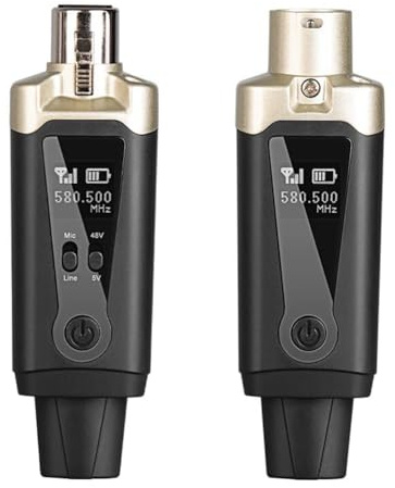 Begchy Système de microphone sans XLR Adaptateur convertisseur de micro UHF Configuration automatique de l'émetteur pour microphone dynamique à condensateur 1 ensemble