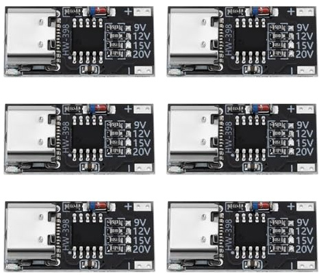 The Lord of the Tools 6 st USB Typ-C Decoy Board PD3.0/2.0/QC3.0/2.0/FCP/AFC Snabbladdningsdekoy Triggermodul 9 V 12 V 15 V 20 V 23 x 11,5 x 4 mm för bärbar dator router optisk modem adapter