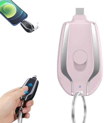 Portable Keychain Phone Charger Emergency Power Banks,1500mAh Mini Power Emergency Pod,Type-C Power Emergency Pod,Portable Keychain Charger for iPhone or Type-c,Retractable Keychain Phone Chargers