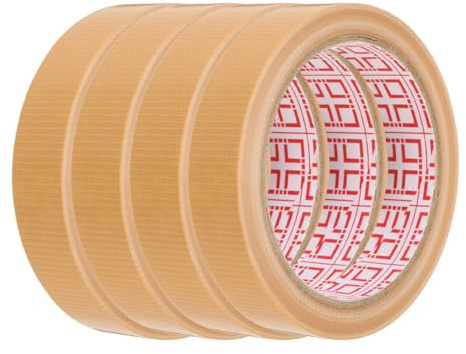 sourcing map Lot de 4 rouleaux de ruban adhésif en tissu résistant à la chaleur pour moquette et moquette Marron 20 mm x 20 m Épaisseur 0,2 mm