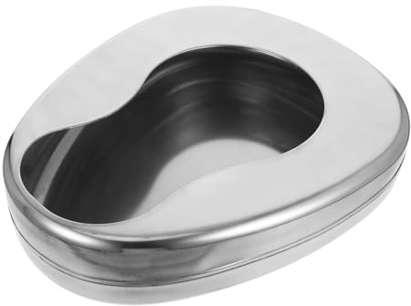 FRCOLOR Stainless Steel Bed Pan for Elderly Patients, Portable Toilet with Ergonomic Design for Bedridden Individuals, Nighttime Use in Hospitals and Nursing Homes