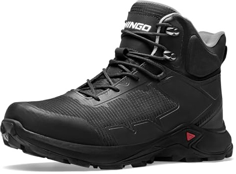 NINGO Men's Hiking Boots, Waterproof All-Terrain Hiking Shoes, Breathable Lightweight Outdoor Ankle Boots for Trekking, Backpacking, Walking, Mountaineering，Black Size 10.5