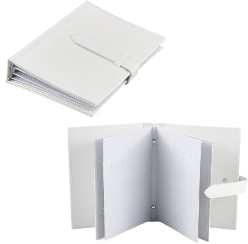 CREATCABIN Portaorecchini Organizer A Libro Portaorecchini In Pelle PU Da Viaggio Portatile Piccolo Organizer per Orecchini Borsa per Donna per Vacanze Bianco 18.6x13.7x4.1cm