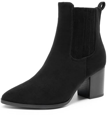 DREAM PAIRS Women's Boots Chunky Heel Ankle Booties Shoes,Size 9,Black-Suede,DWUMAB2535