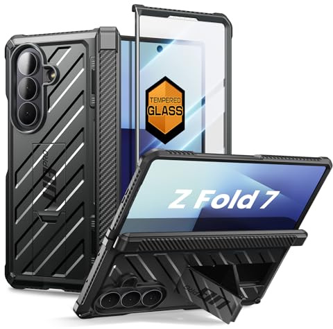 SUPCASE für Samsung Galaxy Z Fold 7 Hülle mit Ständer (UB Pro), [Eingebauter gehärteter Glasschutz] [Schutz für Scharniere] Robust Handyhülle Militärischer Schutzhülle Case (Schwarz)