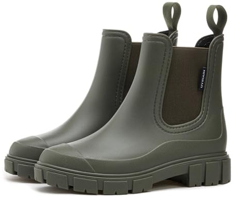 MIEHUIAI Botas de goma para mujer, cortas, impermeables, botas de lluvia Chelsea, botines antideslizantes para jardín, botas de lluvia, 40 EU
