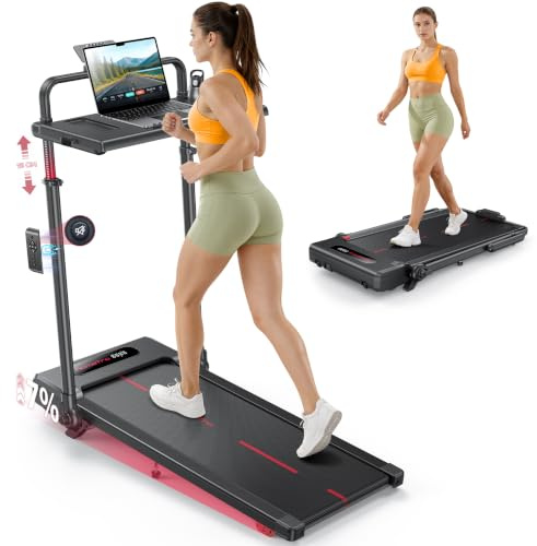 Hometro Cinta de Correr Eléctrica, Motor Silencioso 3.0 CV, Cinta de Andar Plegable con Inclinación 7%, Velocidad hasta 12 KM/H, Pantalla Dual, Soporta hasta 120kg, para Hogar/Oficina