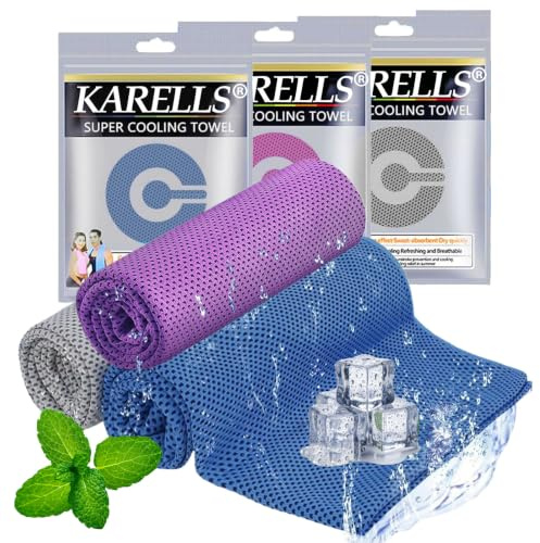 KARELLS Genérico Toallas de Enfriamiento, 3 Piezas Microfibra, Toalla Fría Instantánea para Yoga, Golf, Gimnasio, Deportes, Camping,Secado Rápido Cooling Towel(100 x 30 cm)