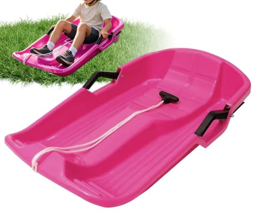 Barnens Pulka 2-personers lättviktsportabel toboggan med draglina | släde och Snöslider för pojkar och flickor, , sand, is, grässluttningar och nedförsbackar, lek utomhus