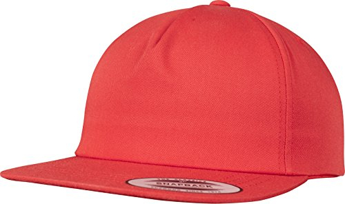 Flexfit Uni 6502-Unstructured 5-Panel Snapback Cap, red, one Size