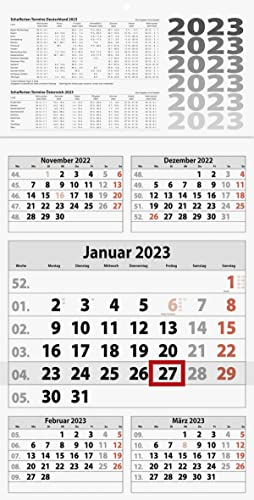 BRUNNEN 5-Monatskalender 2023 30 x 59 cm, einteilig Fond: grau