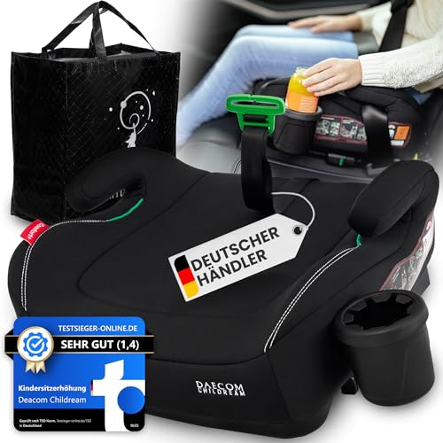 DAECOM Childream® Set, Sitzerhöhung Auto Kinder Isofix [ i-Size Norm ECE R129] mit Gurtpolster, Becherhalter, Kindersitzunterlage, Kindersitz für alle Automodelle Kindersitzerhöhung 15-36kg 125-150 cm