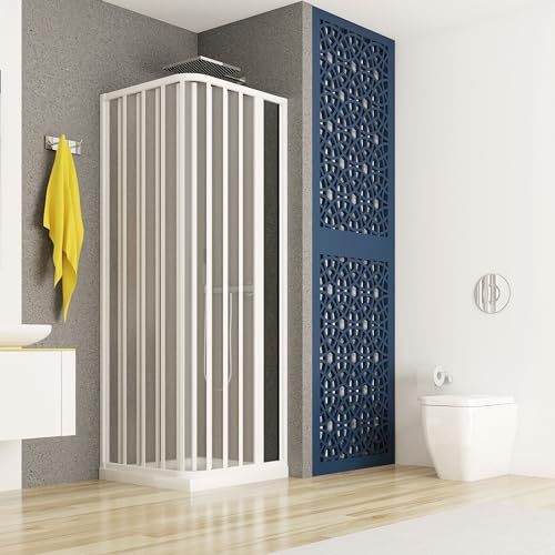 Cabine de douche d'angle 2 côtés en pvc blanc - 120 x 90