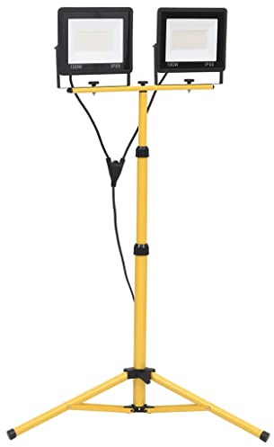 vidaXL LED Fluter mit Stativ Außenstrahler Scheinwerfer Baustrahler Flutlicht Gartenstrahler Arbeitsscheinwerfer Arbeitsleuchte 2x100W Kaltweiß