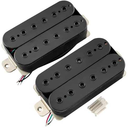 Musiclily Pro HH-HEXA Alnico 5 Uncovered Humbucker Tonabnehmer Hexagonal Pole Hals Steg Pickups Set 7,8K/16K für E-Gitarre, Schwarz