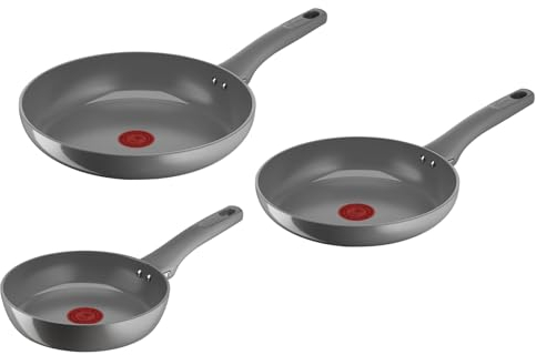 Lagostina Risorsa Set di 3 Padelle 20/24/28 cm, Rivestimento in Ceramica Antiaderente, Scorrevolezza Ottimale, Riciclata, Riciclabile, Cottura Salutare, Thermo-Signal™, Sicurezza, Induzione, 010274600