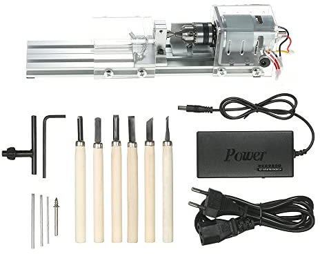 Mini Torno de 100 W, Mulcort Mini Beads Machine Torno Miniatura Bricolaje Woodworking Buddha Pearl Torno de Pulido y Pulido de Cuentas Trabajo de Madera Torno Herramienta de Pulido Rotary