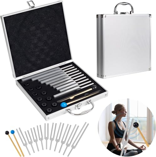 TINMAGI 10 Stimmgabel-Set,Stimmgabel Neurologie,Klangheilungstherapie-Werkzeug Herzchakra Perfektes Musikinstrument für Tuner,Geschenkbox