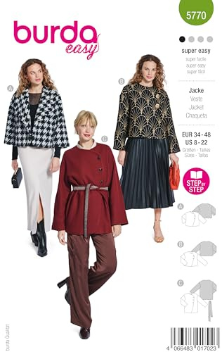 burda easy Schnittmuster Damen #5770 Jacke asymmetrischer Ausschnitt Gr. 34-48