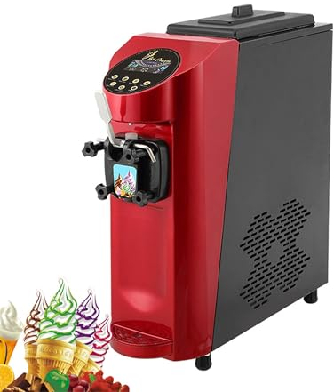 MAHWER Máquina for Hacer Helados, máquina automática for Hacer Helados Suaves de Frutas de 1000 W, máquina Comercial for Hacer Helados Suaves, máquina for Hacer Helados de Acero Inoxidable(Red)