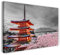 Leinwandbild (80x60cm) Asiatischer Tempel, Japan Fotografie mit Kirschblüten, echter Holz-Keilrahmen inkl. Aufhänger, handgefertigt in Deutschland