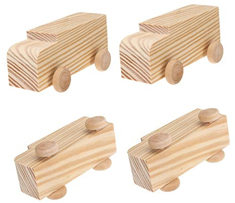 Toyvian 4pcs Wooden Car DIY Painting Toys Boys and Girls Outdoor Toys Hand Painted Model for Kindergarten