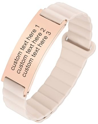 TempBeau Personligt armband män kvinnor nödarmband vattentätt sport gummiarmband med gravyr SOS armband rostfritt stål sköld medicinskt larm telefonnummer silikon, Eine Grösse, Silikon Rostfritt stål
