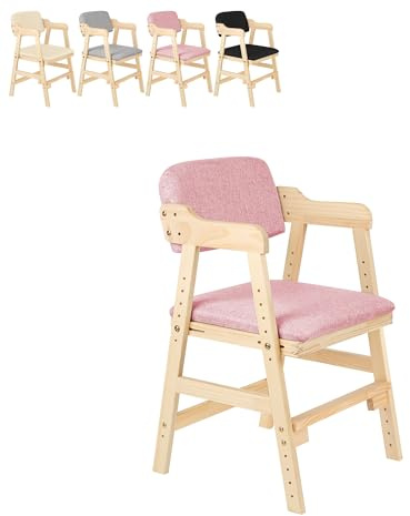 XUANYU Chaise Haute Cuisine pour Bébés, Enfants et Adultes, Chaise à Manger Stable, avec Pieds en Bois de Hêtre et Coussin de Siége, Hauteur Réglable en 6 Positions (Rose-bois)