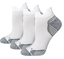 Amazon Essentials Calcetines Deportivos de Caña Baja para Correr, Acolchados con Soporte para el Arco Mujer, 3 Pares, Blanco, 38.5-43