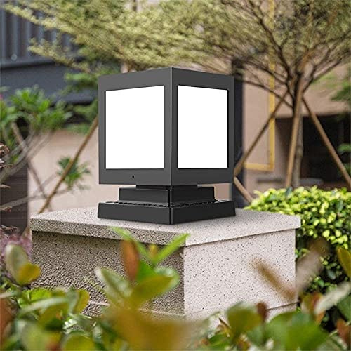 BLOOHK Lámpara solar para poste de exterior, impermeable IP65, LED para terraza, valla, moderna iluminación cuadrada de aluminio negro para jardín, patio, camino y entrada.