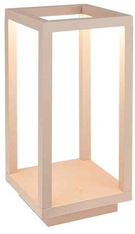 BRILONER - Lampe de table LED sans fil IP44 avec fonction tactile, dimmable, CCT, batterie remplaçable, lampe de chevet sans fil, extérieur, salon à poser, 10x10x22 cm, beige