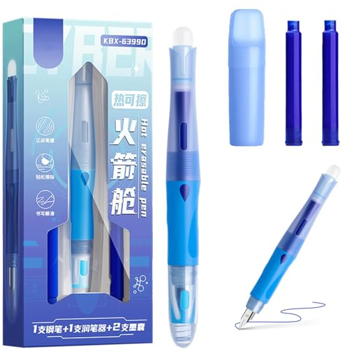 Canollo Radierbarer Füller, Füllhalter mit 2 Radierbarer Tinte, Schreiben, Radieren & Korrigieren in Einem, Füller Grundschule, Füllhalter Radierbar für Linkshänder Rechtshänder, für Schule und Alltag