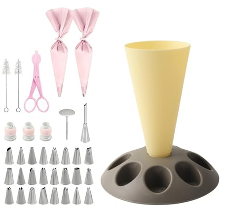 Spritspåse stativ med 8 slitsar – återanvändbar spritspåse hållare av högkvalitativ plast, munstyckshållare för fyllning av kakor, kakor och cupcakes, inkl. tyllar
