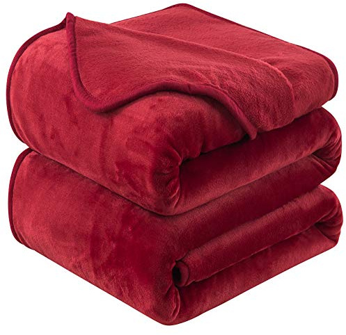 HOZY Coperta Plaid di Pile Rosso 230x270cm Letto Matrimoniale - Calde Plaid da Divano Coperte Super Morbido