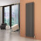 ELEGANT Vertical Column Designer Radiator Tall Upright Flat Panel 1800 x 456 mm Anthracite Double Radiators with Free Angled Valves