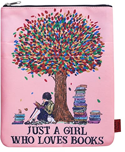 Just A Girl Who Loves Books, Buchhülle mit Reißverschluss, Geschenk für Nerd, 28 x 21,6 cm, waschbarer Stoff