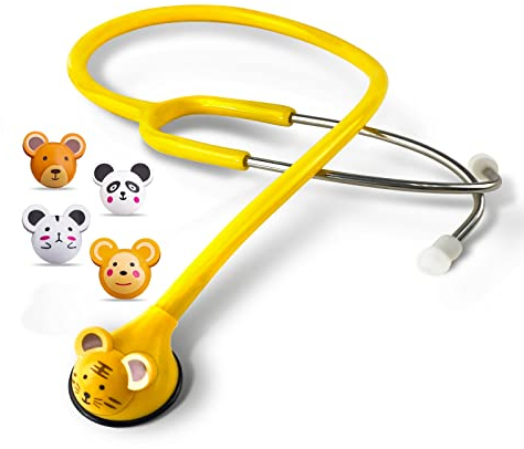 SCIAN Cartoon Animals Design Stetoscopio per il clinico pediatrico, Stetoscopio per bambini con i colori multipli (Yellow)