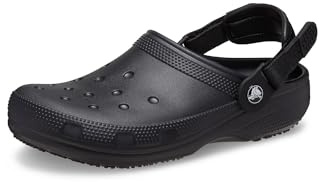 Crocs Unisex-Adult Classic Work Clogs | Enclosed Toe | Slip Resistant | All Day Comfort, Black, 9 Women/7 Men