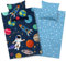 Aminata kids Weltraum Bettwäsche 135x200 Weltall-Motiv Kinder-Bettwäsche-Wende-Set Jungen Rakete Baumwolle Weltraum Motiv mit Astronaut YKK Reißverschluss blau