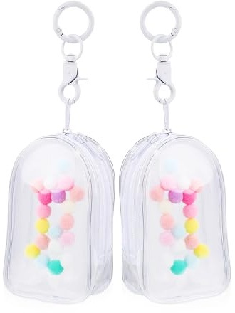 2 Uds Transparente Bolsa de Exhibición de Figura con Llavero, PVC Bolsa de Exhibición de Muñeca Pequeña Bolsa de Almacenamiento para Muñecas para Mini Figuras Coleccionistas de Muñecas