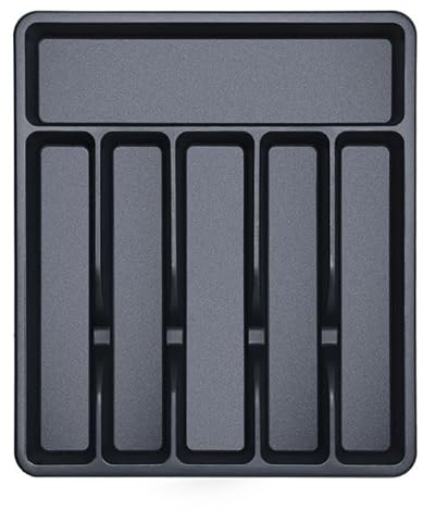 BEWOS 6 Abteil besteckkasten für schubladen, Plastik besteckkasten, 36.7 x 32.1 x 4.6cm BPA-freier & Schubladen organizer mit mattierter Oberfläche für Silberwaren in Küche, Esszimmer, Schlafzimmer