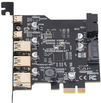 Scheda PCIe A USB 3.2 Gen 1, Scheda di Espansione A 5 Porte da 5 Gbps, 2 X USB Tipo C 3 X Interfaccia USB Tipo A A 19 Pin, Scheda di Espansione PCI Express A 5 Porte per, OS X
