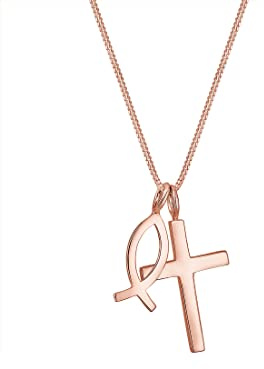 Elli Halskette Damen Kreuz-Fisch Anhänger in 925 Sterling Silber