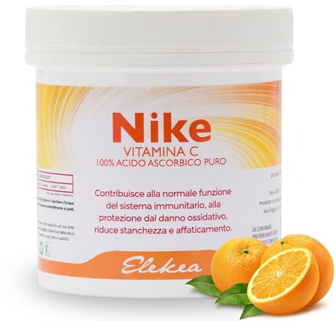 Elekea Vitamina C Pura in Polvere 100% Acido Ascorbico 250 g, Vitamina C 1000 mg per Energia, Stanchezza e Sistema Immunitario, Vitamina C in Polvere Naturale - Made in Italy