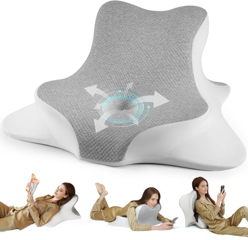 WOGAHEV Reading Pillow for Bed, Lying, Leaning and Prone, Ergonomic Memory Foam Bed Wedge Pillow for Headboard, Chin & Back Support Pillows on Bedrest Couch Floor- Grey
