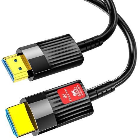 Anehmeta Câble HDMI en fibre optique 8K 6 mètres, câble HDMI 2.1 ultra haute vitesse 48 Gbps 8K@60Hz 4K@120Hz eARC HDCP 2.2&2.3 HDR dynamique Dolby Atmos compatible avec Xbox, PS5/PS4, HDTV