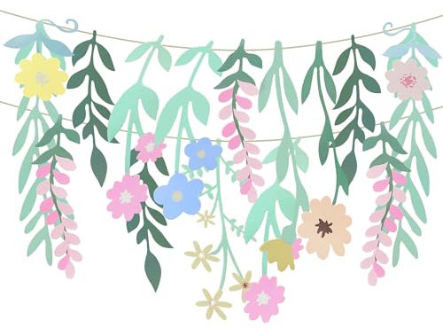 LaVenty Guirnalda de Flores banderola de Fiesta de Flores de Primavera Papel Flores Silvestres Decoracion de Fiesta banderola Floral para Pared cumpleaños Primavera Jardin Boda Decoracion
